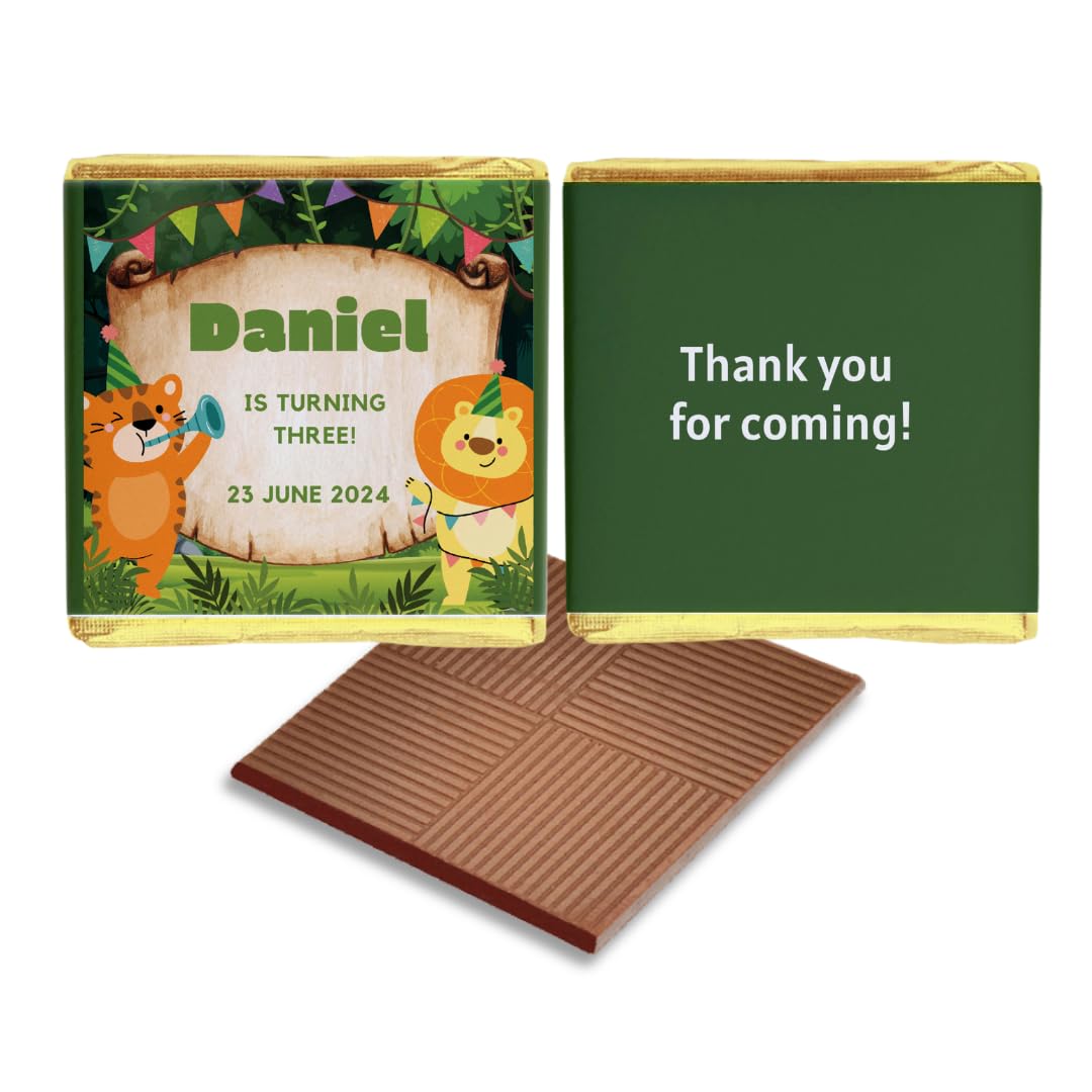Personalised Chocolate Birthday Favours, Personalized Chocolates, Custom Party Favours, Safari Theme, Birthday gift Design code: HB06