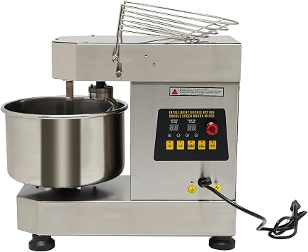 Commercial Food Mixer, 110V 750W Dual Rotating Dough Kneading Machine with 2.6 Gallon Stainless Steel Bowl for Restaurant, Bakeries, Pizzeria