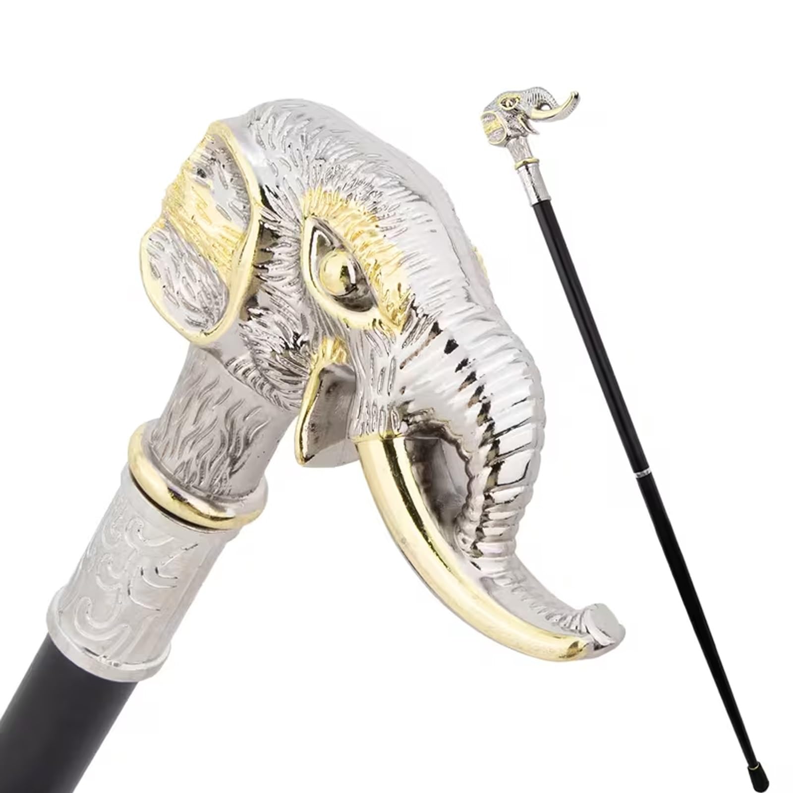 Bastón con Mango de Elefante, Bastón de Lujo para Hombre y Mujer, Cetro Antideslizante Extraíble, Cospaly Vintage Party 90 Cm