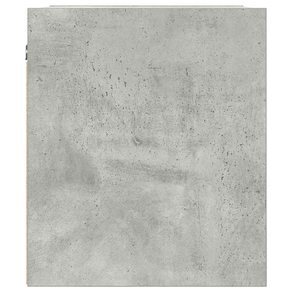 Comodino sospeso grigio cemento, 38 x 34 x 40 cm, in legno | Consolle da parete salvaspazio per camera da letto con due cassetti in robusto legno effetto cemento.
