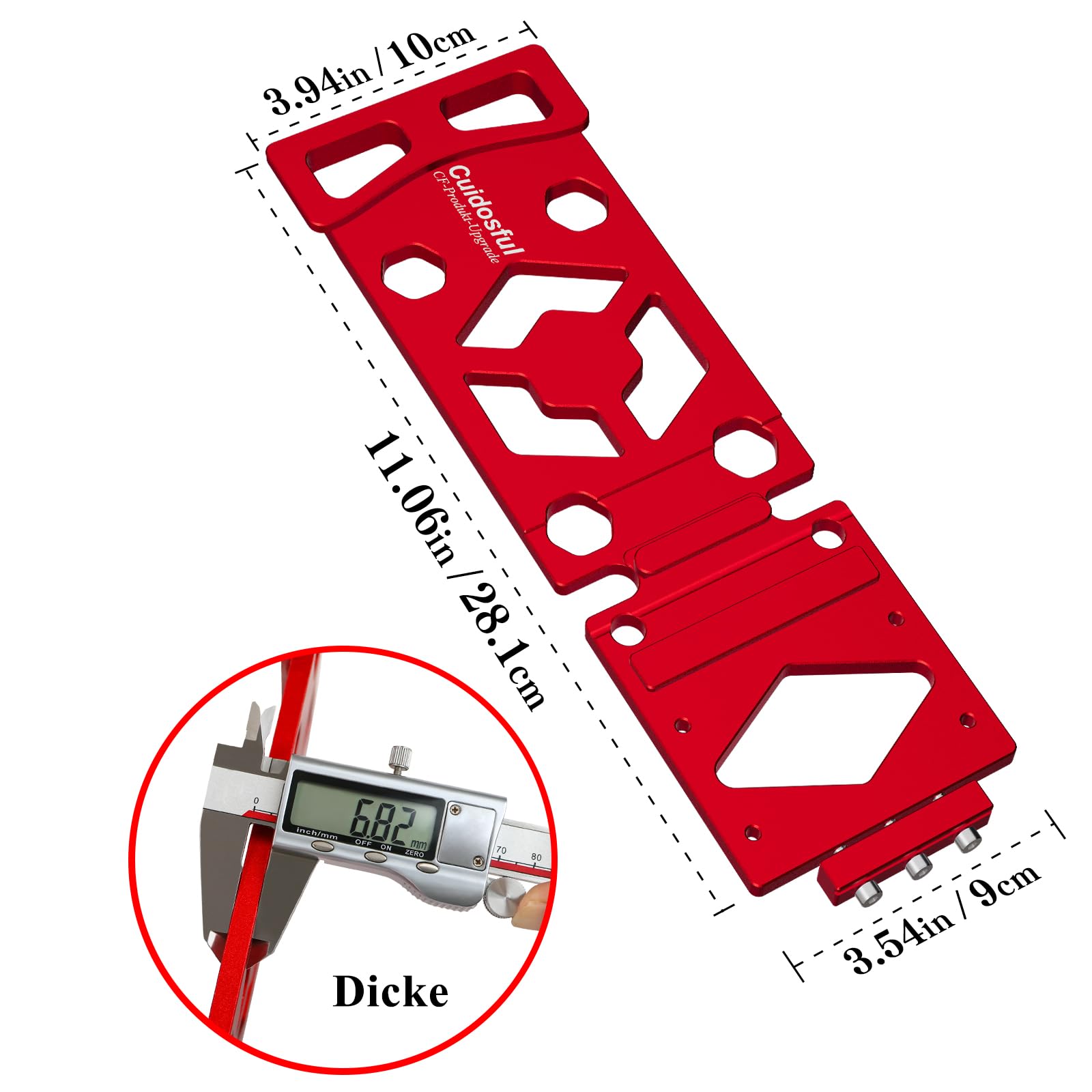 Tope de ángulo de guía para Bosch FSN – CNC mecanizado 90° tope de ángulo de aluminio para Bosch GST y GKF (con adaptador) – Duradero, fácil montaje para cortes exactos (rojo)