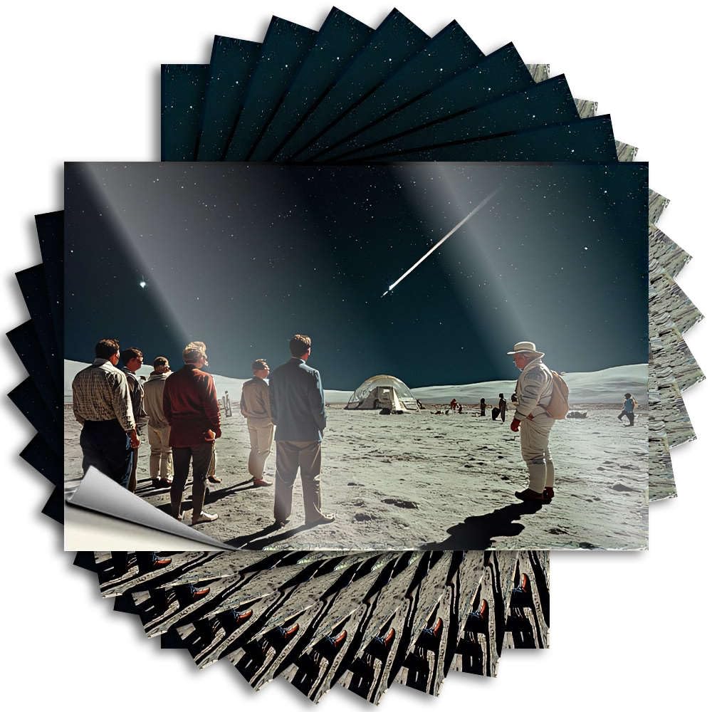 Fzfn Colour A Group Of People Observe A Meteor Shower On A Snowy Landscape. Tumbler Punk - Bedroom Stuff Saying Self Adhesive Sticker(12X18cm)