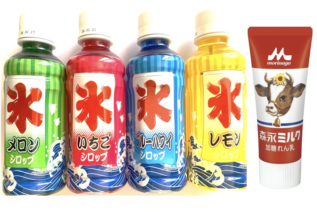 Amazon.co.jp: 【セット買い】かき氷シロップ200ml×4種＋練乳120g 