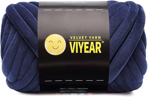 Hilo grueso para manta de tejer a mano, almohada anudada, hilo de terciopelo azul marino vegano súper suave, hilo de algodón trenzado Jumbo Fluffyh