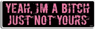 Gear Tatz - Yeah I'm A Bitch, JUST NOT Yours - Naughty Bumper Sticker - 3 x 10 inches - Professionally Made in The USA - Vinyl Decal
