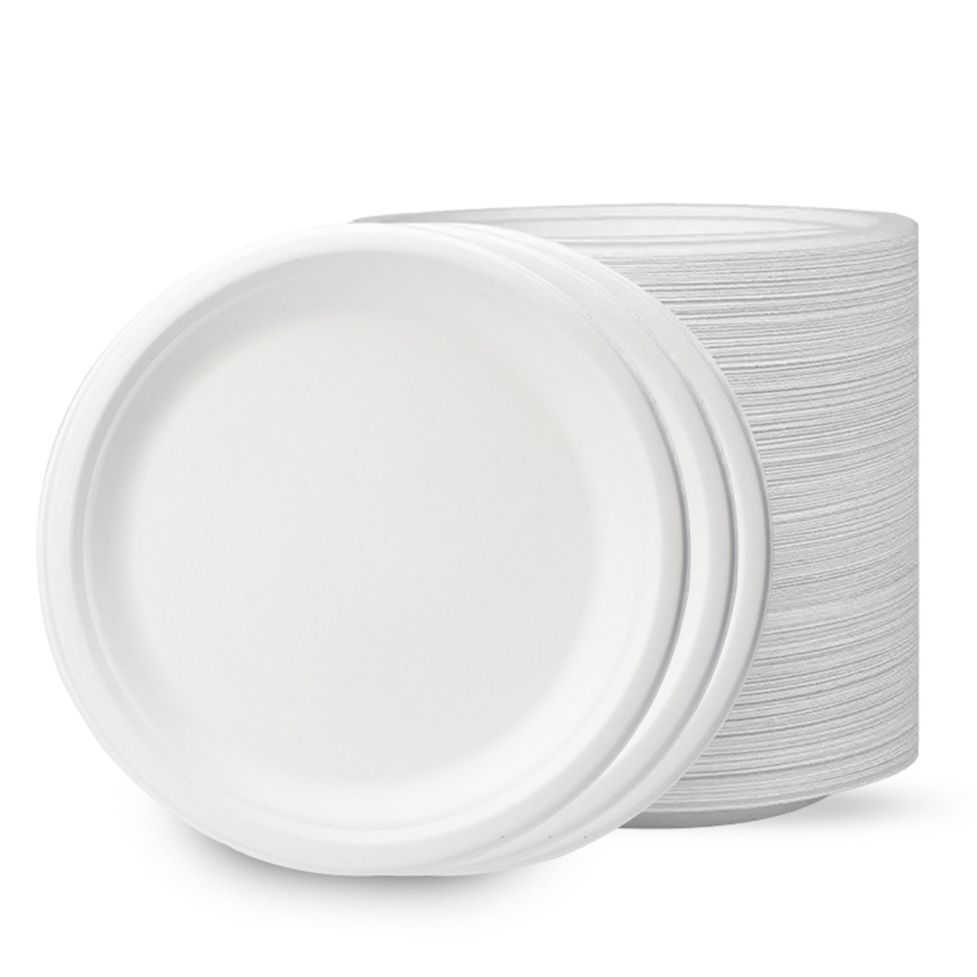 CHEF ROYALE 9 inch/23cm Disposable Bagasse Sugarcane Plates, Large White Plates Perfect for Everyday Use Christmas Party, Birthday Party Use for Hot & Cold Food Pack of 1000