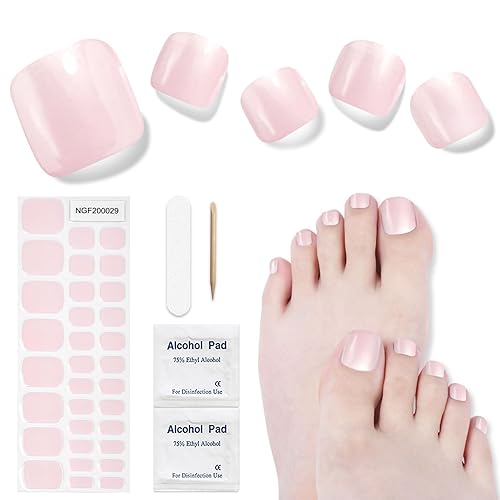 Semi Cured Gel Pedicure Strips, 32 Pieces Solid Color Gel