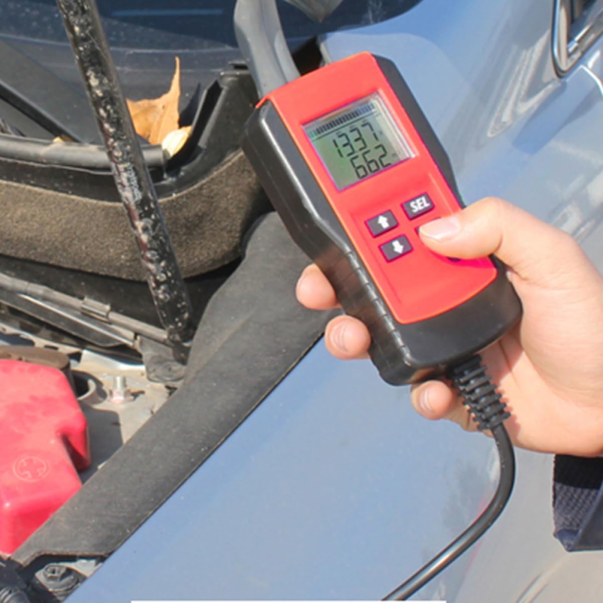 Anneome Tester Batteria Auto 12v Display Durata Batteria e Dispositivo di Protezione Materiale Abs e Rame Range Tensione 7-15v per Controllo Affidabile