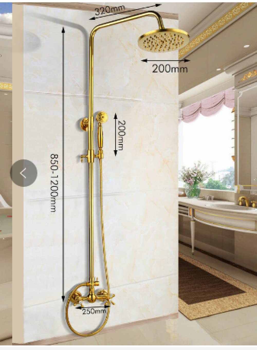 Ensemble de robinet de douche doré pour un bain relaxant au quotidien