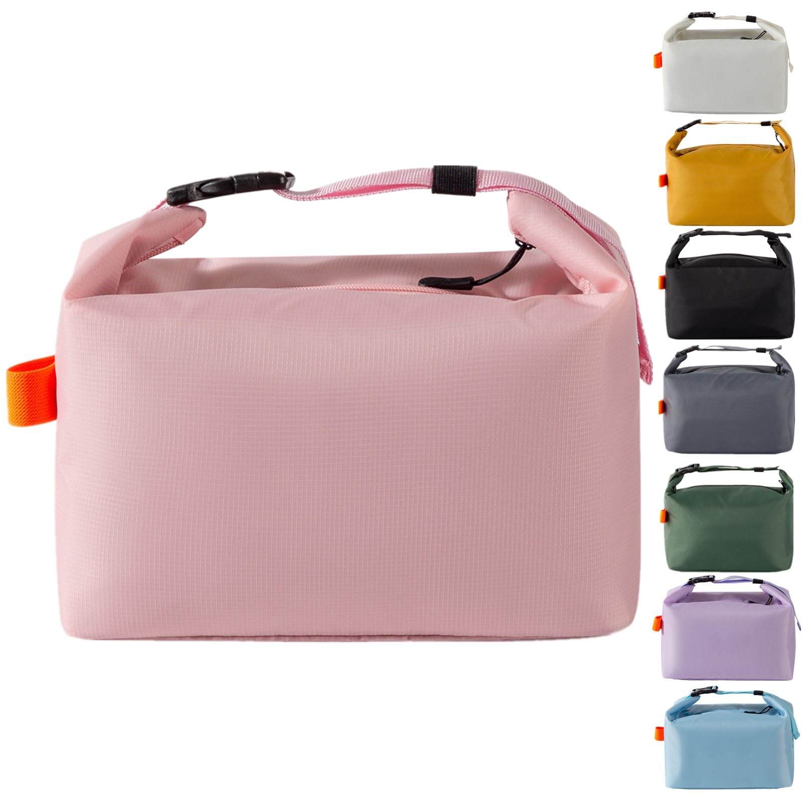 WUWYOUWL Insulated Large Capacity Waterproof Foldable Lunch Bag (Pink)