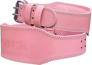 Jaffick Women's Pink Leather Weight Lifting Belt - 4" Padded Back Support for Squats Deadlifts Powerlifting CrossFit