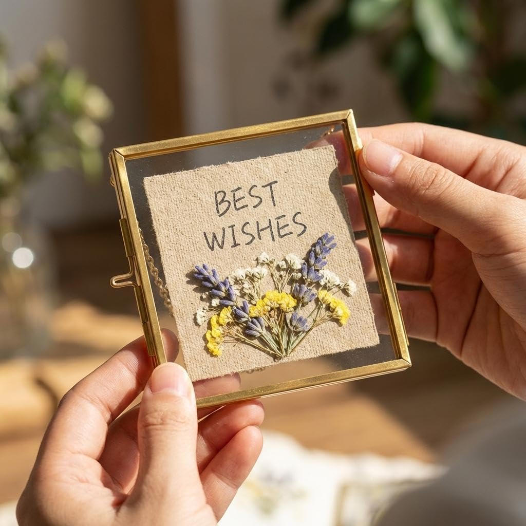 FOCHIER 3x3 Picture Frame Set of 12,Gold Modern Simple Thin Aluminum Metal Square Photo Frame with HD Glass,Mini frames for Pressed Flowers Display for Tabletop and Wall, 2 Pack