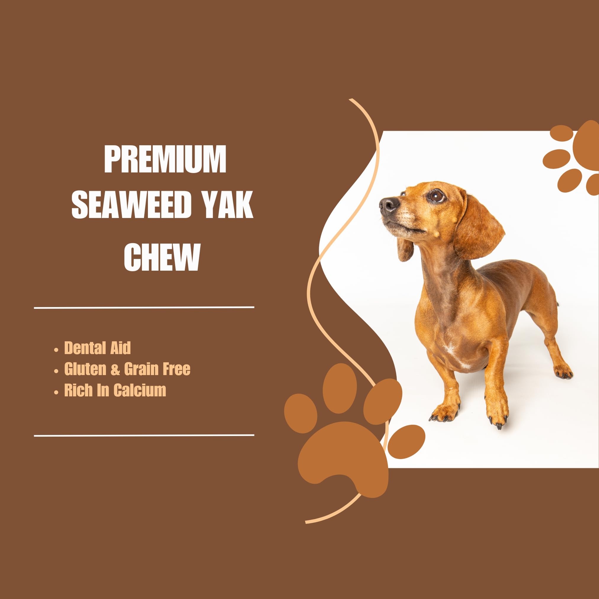 Seaweed Yak Dog Chews | Natural Himalayan Recipe Dog Treat with Prebiotic Chicory Root, Spirulina, and Seaweed Blend | Dental Aid, Grain-Free, Long-Lasting | Dog Chews For Sensitive Stomachs - Image 4