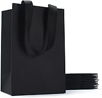 Vista 26 de Bolsas de regalo blancas con asas, 20 bolsas de regalo de papel blanco de 5.25 x 3.75 x 8 pulgadas con asas de cinta a granel, bolsa de papel kraft