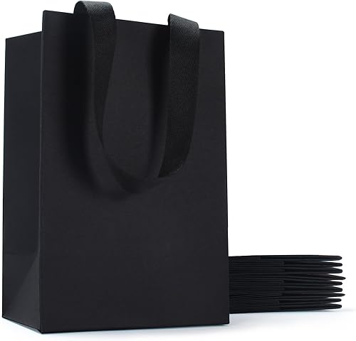 Miniatura 26 de Bolsas de regalo blancas con asas, 20 bolsas de regalo de papel blanco de 5.25 x 3.75 x 8 pulgadas con asas de cinta a granel, bolsa de papel kraft