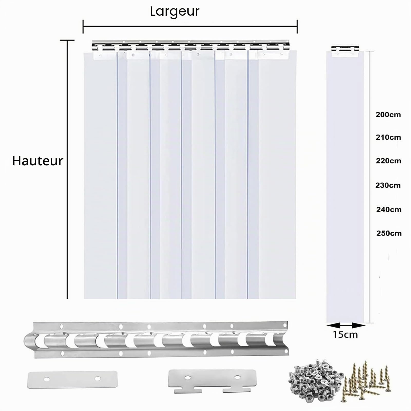 Rideau À Lamelles Transparent Lanière en PVC Kit