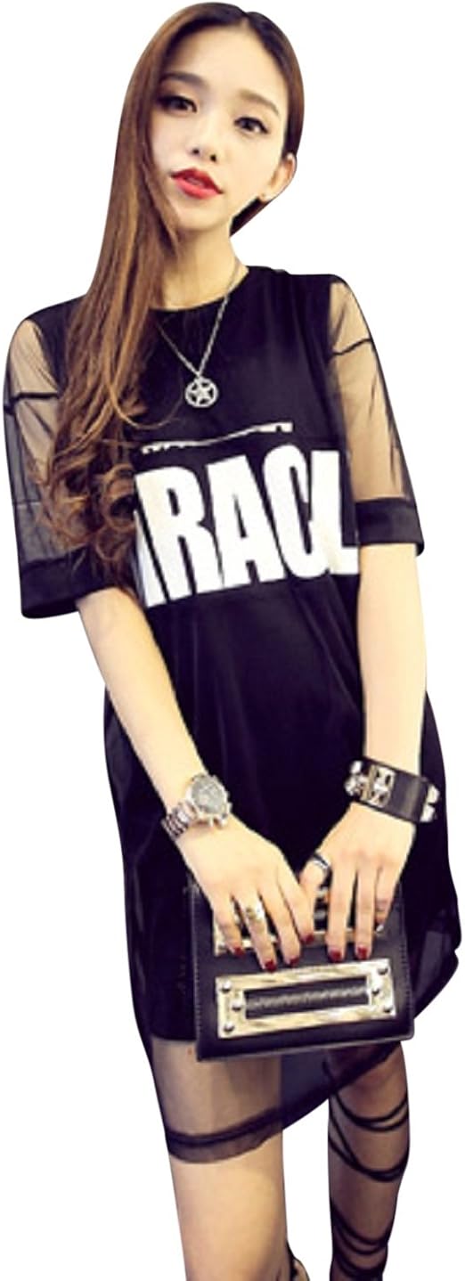 Amazon Co Jp カジュアル ロゴプリント タンクトップ ワンピ X シースルー ワンピ 重ね着 レイヤード タイプ 03 ブラック M 服 ファッション小物