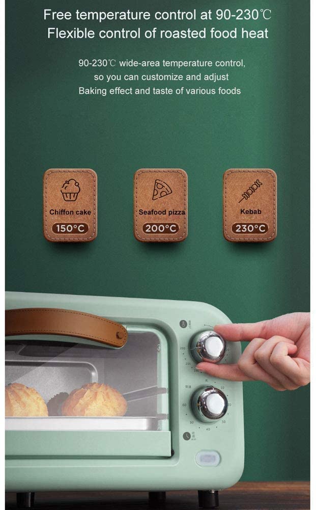 Tostapane Compatto da 12 Litri Fornello per Pane, Bagel, Biscotti, Pizza, panini Altro con teglia, Timer da 60 Minuti Funzione di spegnimento Automatico Utile