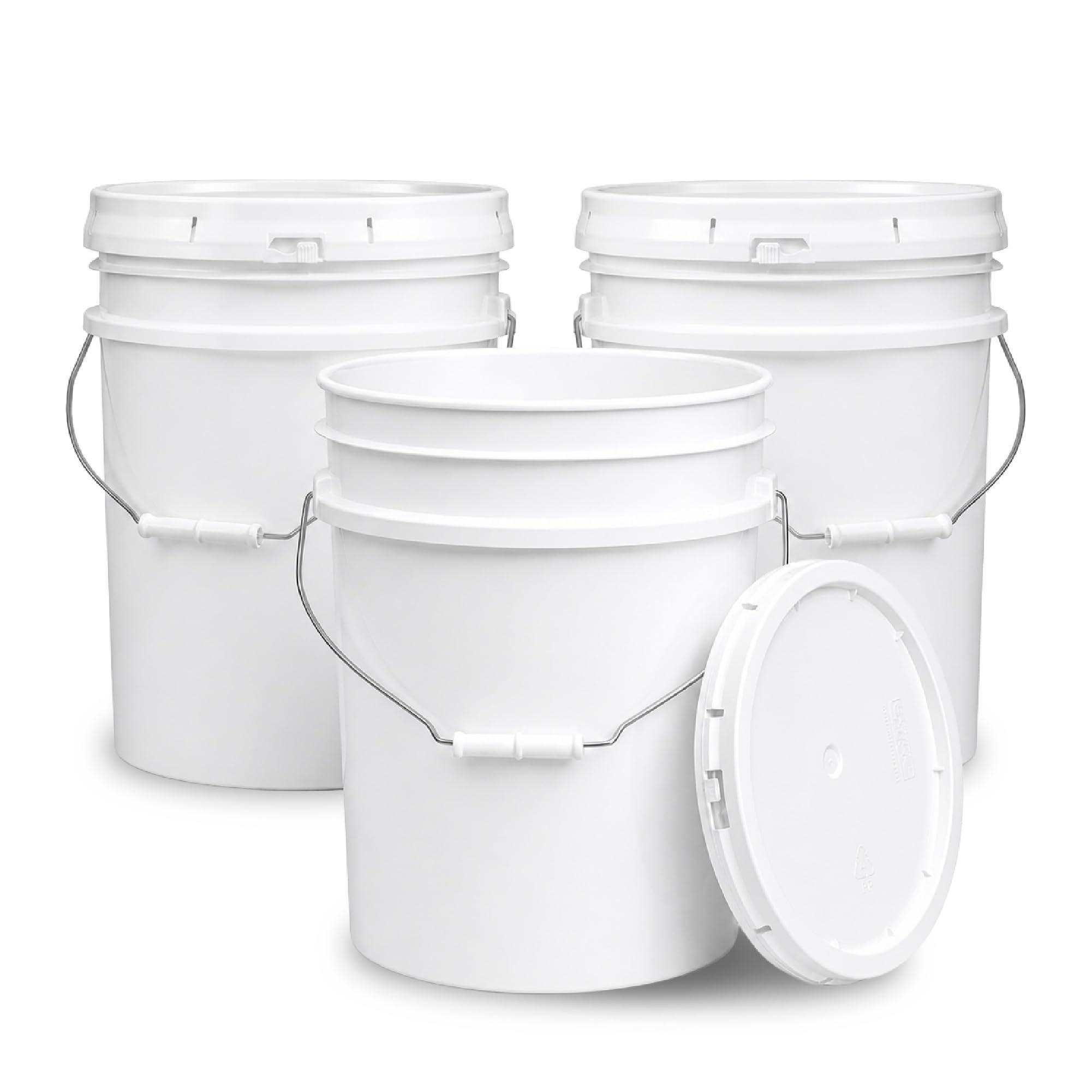 ePackageSupply 5 Gallon Bucket - Food Grade w/Lid BPA-Free, 3 Pack - White