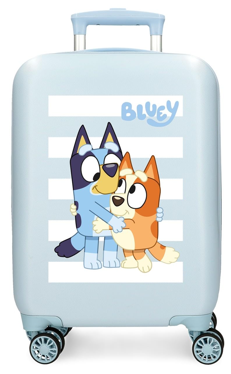 Joumma Bluey Sisters Maleta de Cabina Azul 33x50x20 cm Rígida ABS Cierre de combinación Lateral 28L 2,2kg 4 Ruedas Dobles Equipaje de Mano