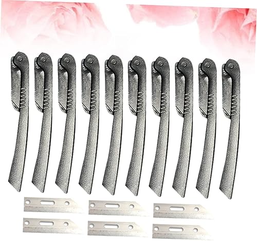 Miniatura 8 de FOMIYES 3 Sets 10pcs Razors Herramienta Plegable Groomi Herramienta de retoque de seda Portátil de Cejas Maquinilla de afeitar de plástico Facial
