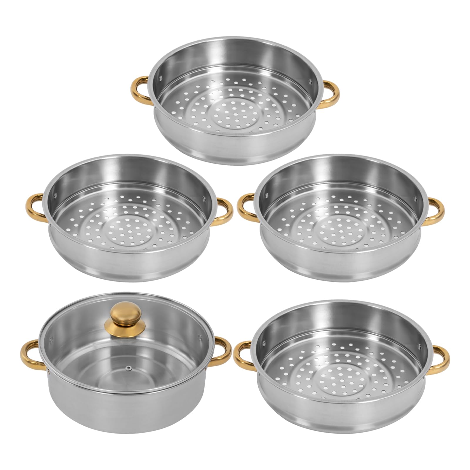 5-stöckige Dampfgarer aus Edelstahl, Kochgeschirr-Dampfgarer Kochen von Gemüse, Meeresfrüchten, Suppen, Eintöpfen und Nudeln spülmaschinenfest