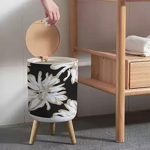 Miniatura 4 de Bote de basura pequeño con tapa para baño, cocina, oficina, pañal de color neutro, patrón floral abstracto sin costuras para textiles de moda,