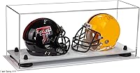 Vista 226 de Better Display Cases Acrílico 2 Mini casco de fútbol (no tamaño completo) vitrina con base de césped transparente (V46/A019)