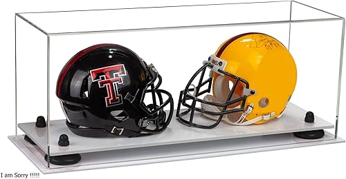 Miniatura 226 de Better Display Cases Acrílico 2 Mini casco de fútbol (no tamaño completo) vitrina con base de césped transparente (V46/A019)