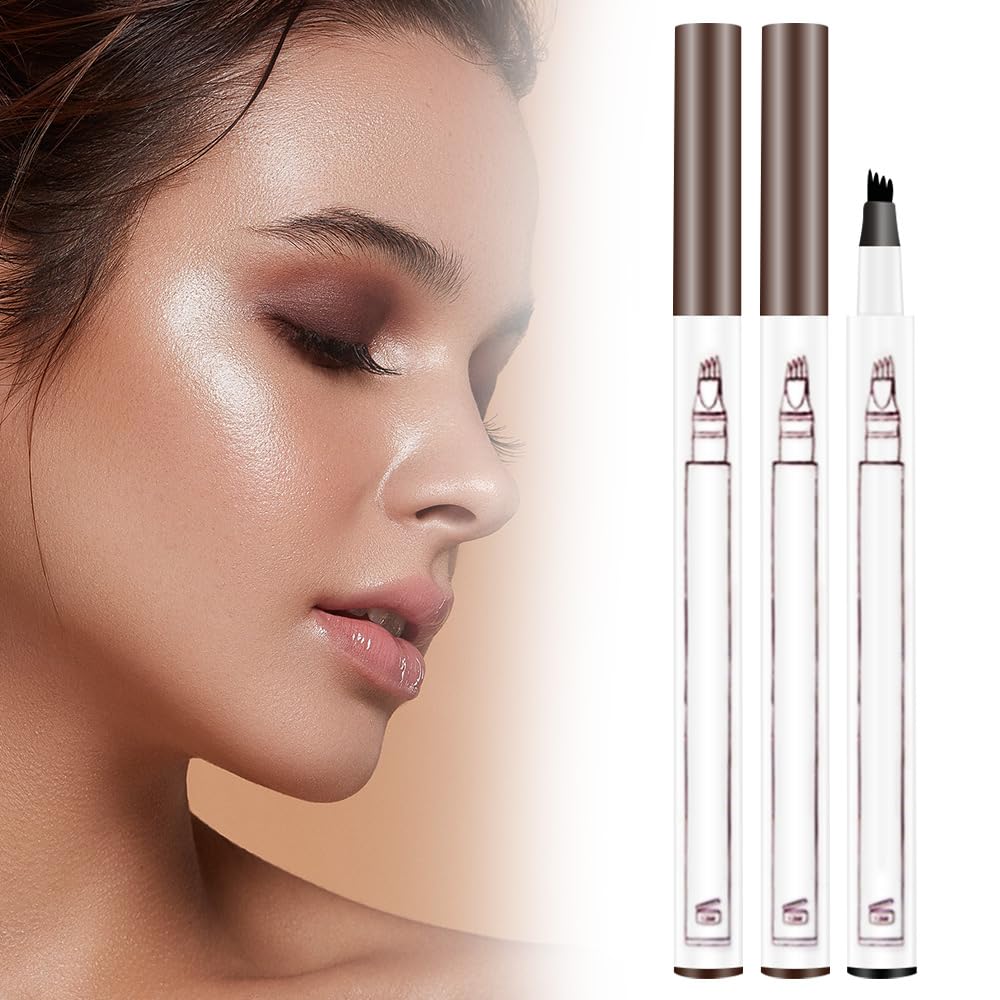 Upgrade 2PCS 3D Magic Microblading Eyebrow Pencil,2024 New Waterproof Brow Pencil with Micro-Fork Tip,Long lasting Makeup Eyebrow Pencil Fine Stroke Natural Gap Filling Eyebrow (Light Brown)