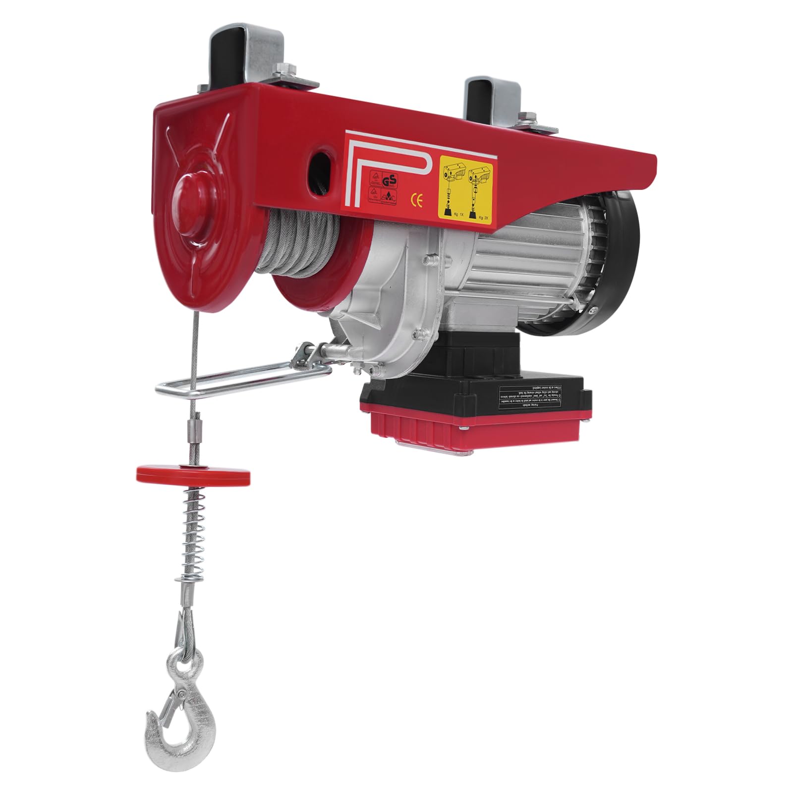 Elektrische Seilwinde 600kg Seilzug Motorwinde 1200W Seilhebezug Hebezug 10m/min Flaschenzug Kettenzug mit 2 Hosenträger und Drahtlose Fernbedienung