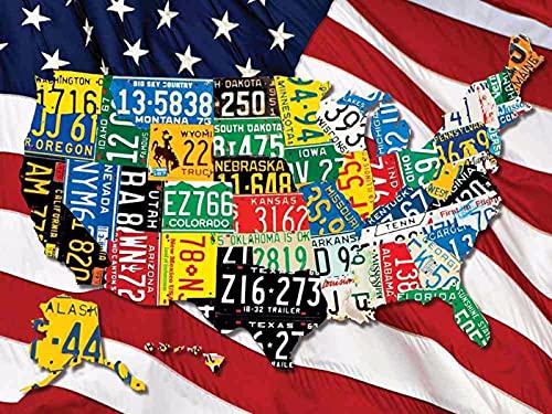 Puzzle de 400 piezas State Plates | Rompecabezas de placas de licencia de estados de USA, único corte, fabricado en USA con materiales ecológicos