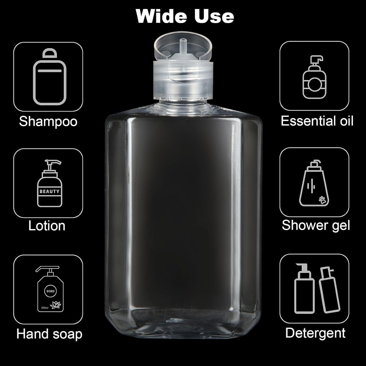 100PCS Mini Size Travel Bottles 2oz Travel Shampoo Plastic Empty Bottles, Refillable Cosmetic Containers with Flip Cap Clear Portable Small Bottles for Liquid, Lotions, Cream, Toner, Body Soap