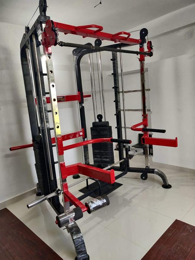 Alpha Fitness Functional Trainer Cum Smith Machine Fts 101 Multi Station Gym Multicolour Amazon In Sports Fitness Outdoors