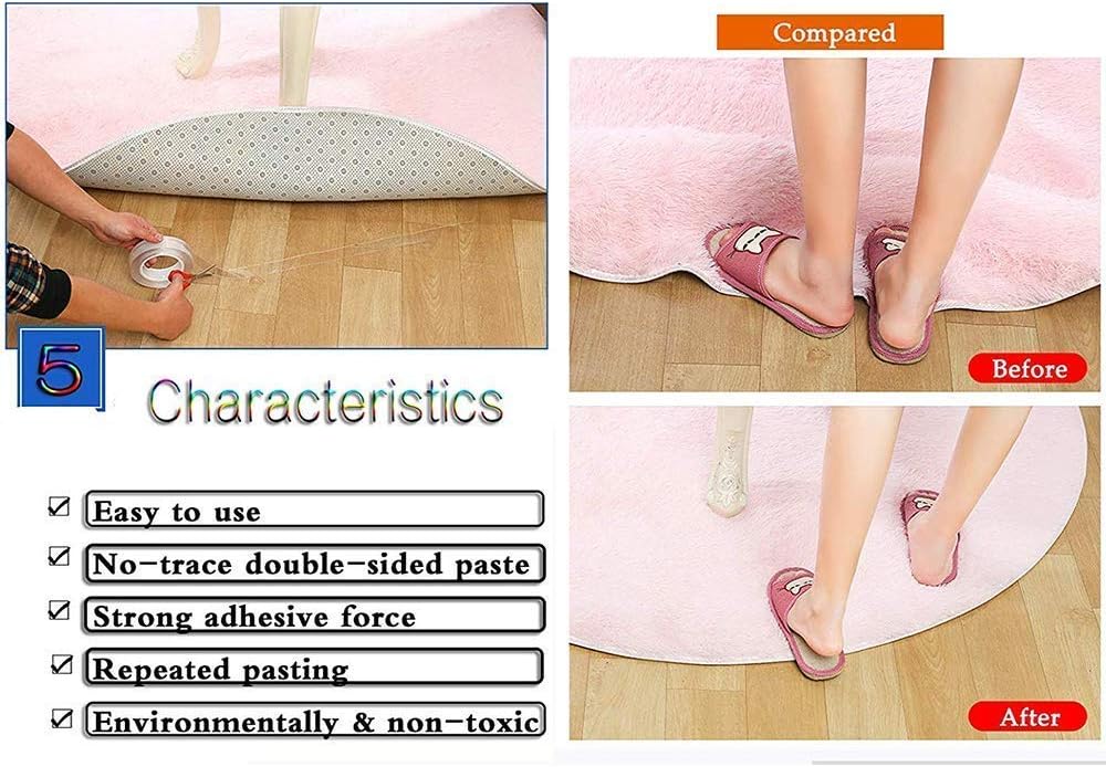EZlifego Double Sided Tape Heavy Duty (Pack of 3),Multipurpose Wall Tape Adhesive Strips Removable Mounting Tape,Washable Strong Sticky Transparent Tape Gel Poster Carpet Photo Tape