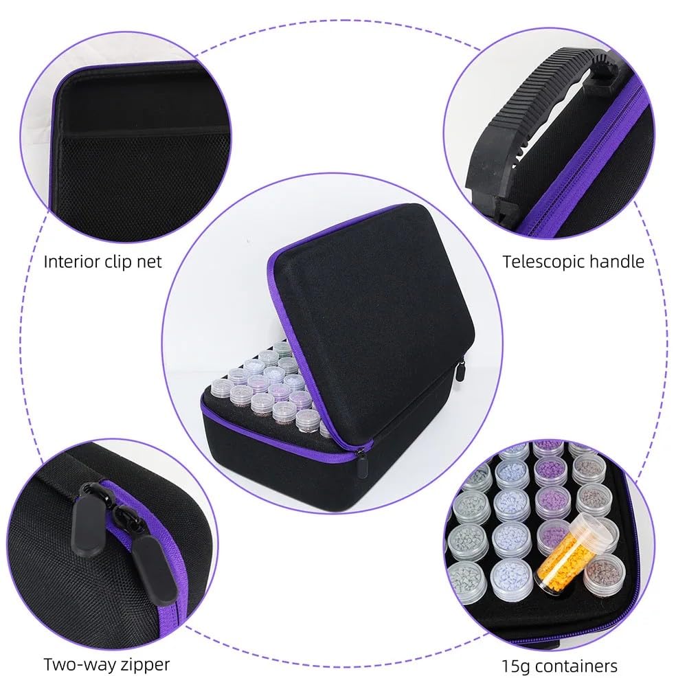 NEWFUN Boîte de rangement pour peinture diamant - 240 pièces - Avec mallette et entonnoir