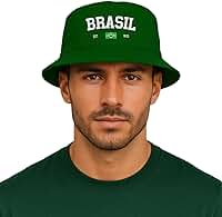 Chapéu Brasil Bucket Hat Com Bandeira Brasileira Praia Estilo Casual