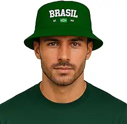 Chapéu Brasil Bucket Hat Com Bandeira Brasileira Praia Estilo Casual