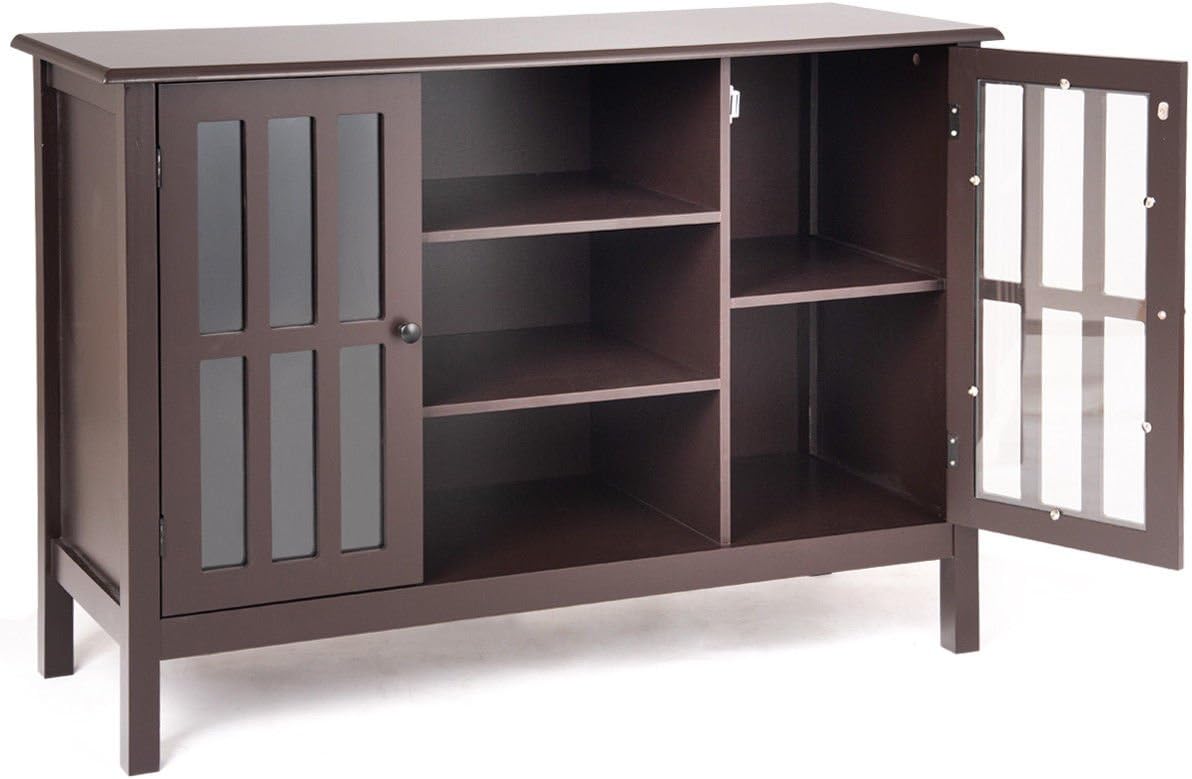Brown TV Stand Storage Console Free Standing Wood Cabinet Holds Up To A 45" TV