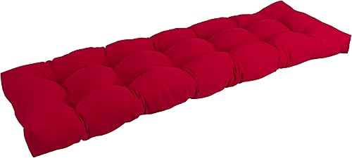 Blazing Needles Cojín de banco de sarga copetudo, 60 x 19 pulgadas, rojo rubí