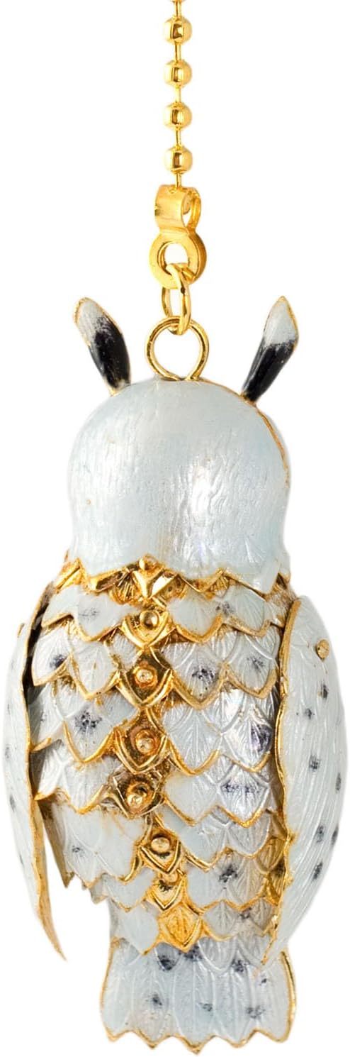 Value Arts Handmade Cloisonne Silver Owl Fan Pull Ornament