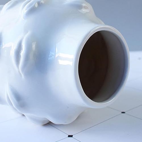 Miniatura 3 de Ceramic Flower Vase, Ornament Vase Lip Flower Vase for Bookcase Home Living Room Decoration - White