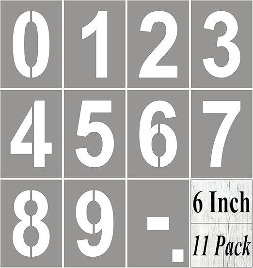 6 Inch Large Number Stencils for Painting 11 Pack Number