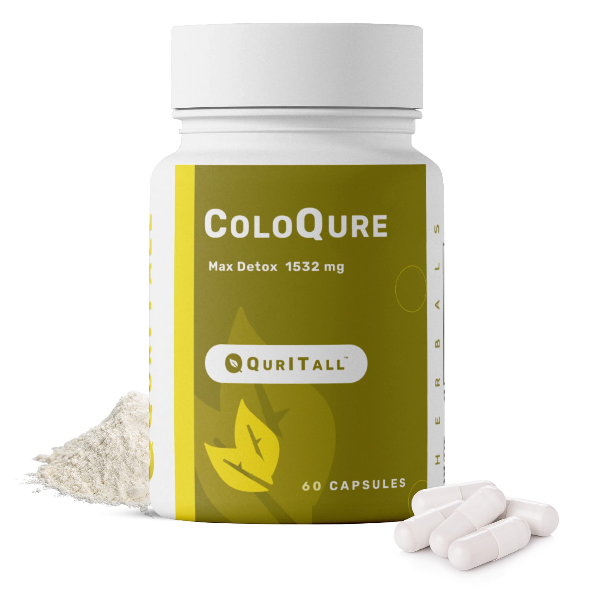 ColoQure Colon Cleanse for Men & Women - Max Detox Cleanse Improves Gut Health & Constipation - Reduces Bloating & Bowel Movements - 60 Capsules Vegan & Soy-Free