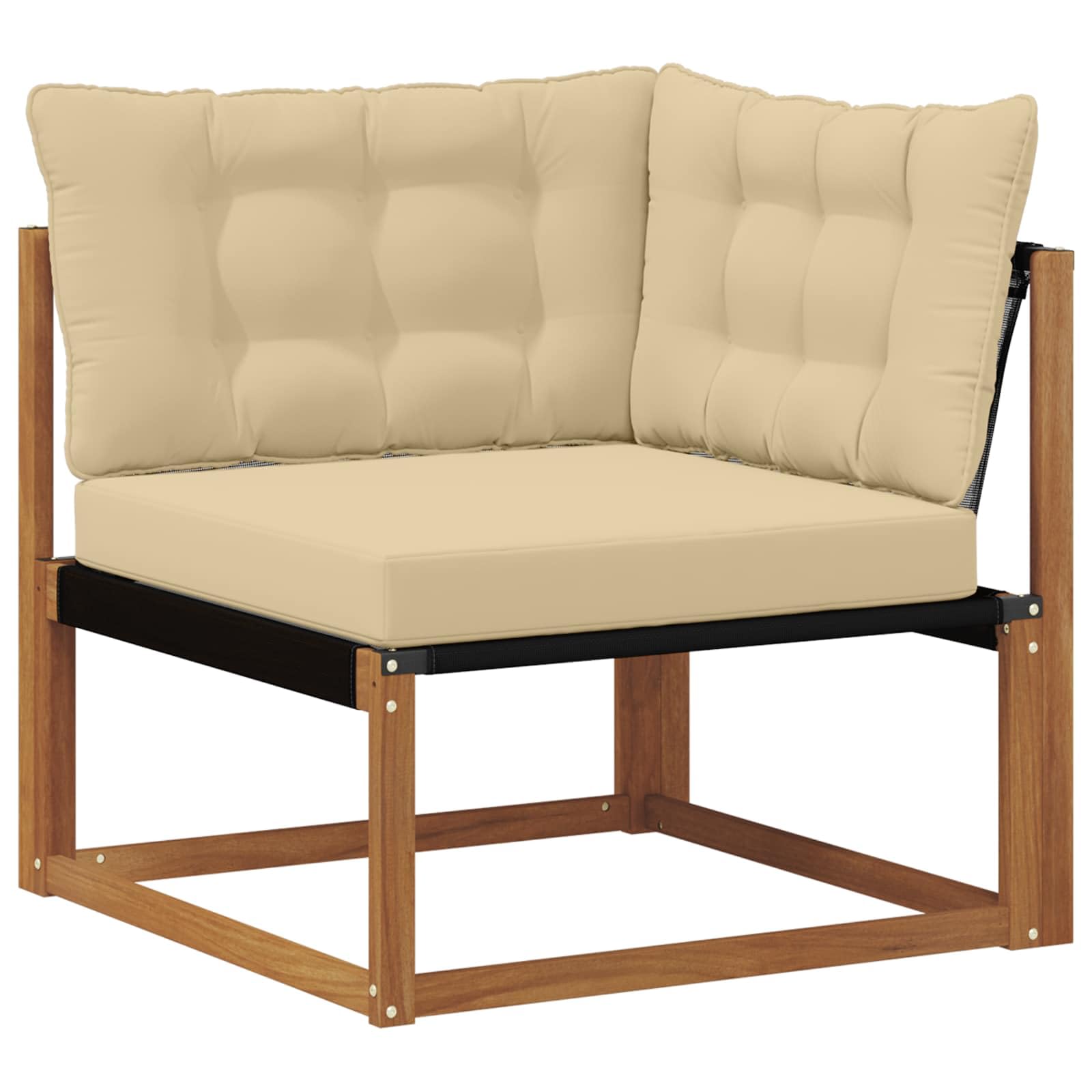 Outdoor-Gartenmöbelgarnitur mit Kissen 11 Teile aus Massivholz und Textilene für Terrasse, Balkon und Garten, wetterfestes Lounge-Set mit Tisch, Sofas, Sesseln und Stauraum