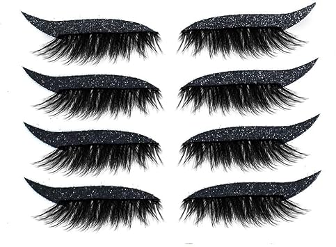 4 Pair Reusable Eyeliner and Eyelash Stickers,7 Color Waterproof Eye Shadow Template, Eyeliner Stencil Pads for The Perfect Winged Tip Look,Easy to Use and Remove