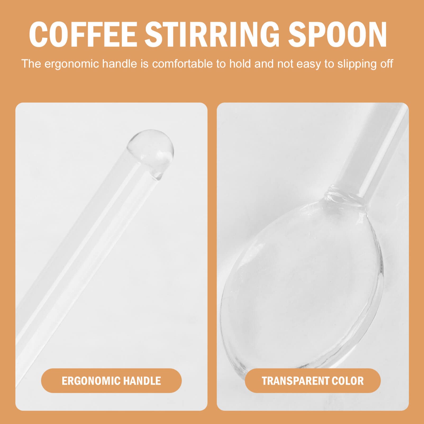 UPKOCH 6 Cucharas De Postre De Vidrio Con Mango Largo Resistente Al Calor Para Mezclar Café Té Cócteles Y Postres En Casa Bar Restaurante