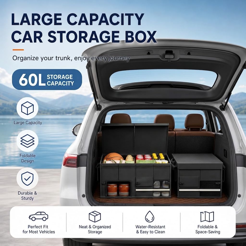 Organizador Maletero Plegable con Zapatero para Renault Scenic E-Tech 2024 2025 2026, Gran Bolsa Almacenamiento Coche Impermeable Caja 600D Oxford