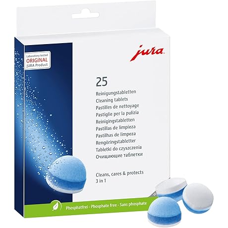 3-Phase Cleaning Tablets For All Jura Espresso Machines and Automatic Coffee Centers - 25-Count