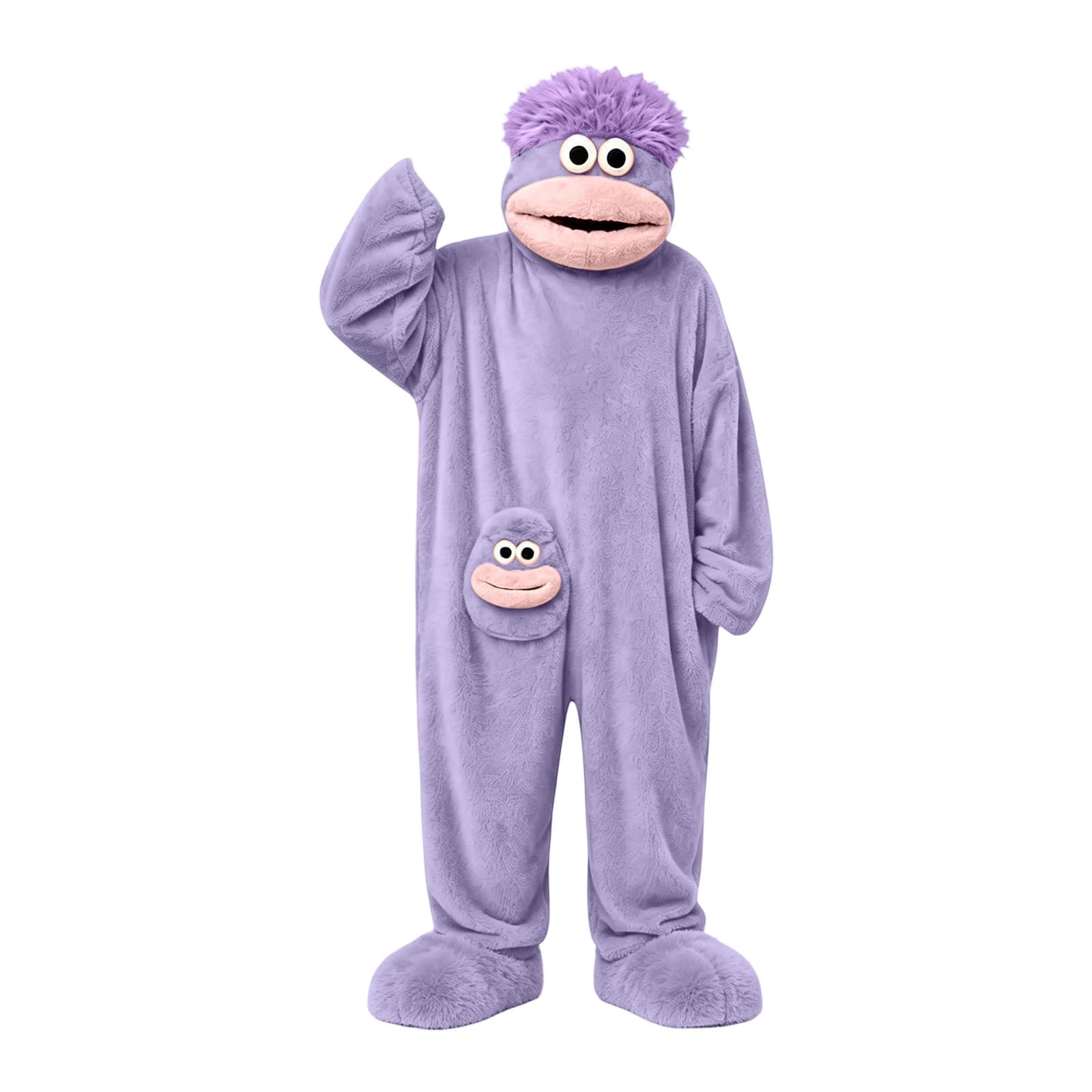 Silly Onesie Boys Girls Jumpsuit Unisex Ultra Soft Plush Hooded Onesie Overall Green Funny Monster Hooded Jumpsuits Silly Big Mouth Jumpsuit for Movie Nights, Family Fun & Cozy Relaxing — image 1